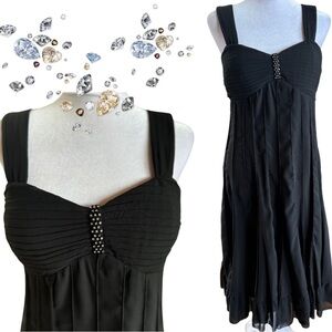 NWT Black Rhinestone Cocktail Sleeveless Dress Sandra Darren SD 6 Medium new LBD